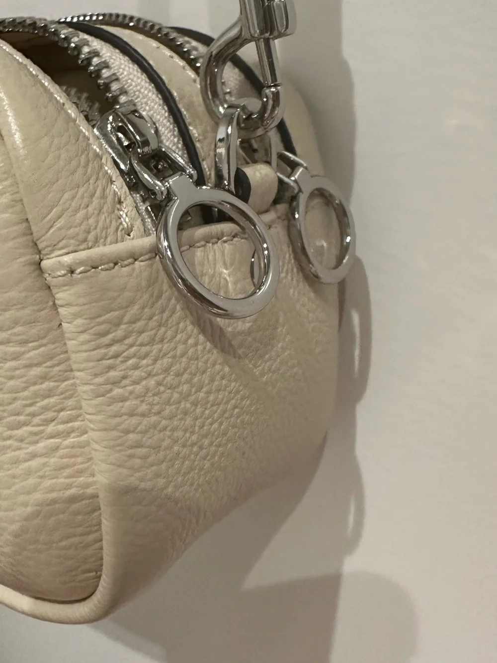 Tory Burch Perry Bombe Mini Shoulder Camera Bag in Cream White , Yellow Strap